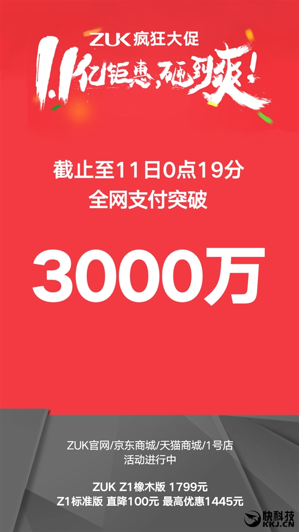 ZUK秀數據:19分鐘支付千萬