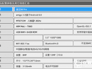 金立S6Pro和金立S8配置區別對比評測