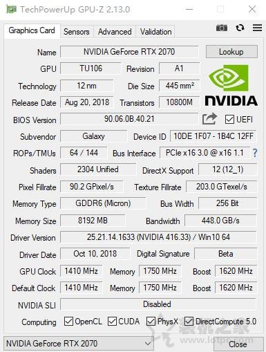NVIDIA GeForce RTX2070顯卡全面評測：成功取代GTX1080
