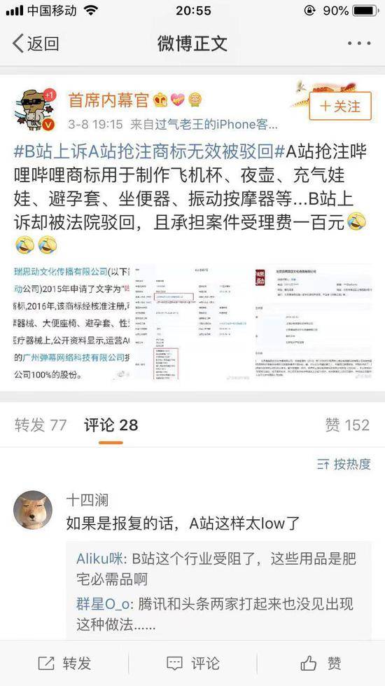 A站搶注嗶哩嗶哩商標(biāo)用于制作飛機(jī)杯、夜壺、坐便器、等