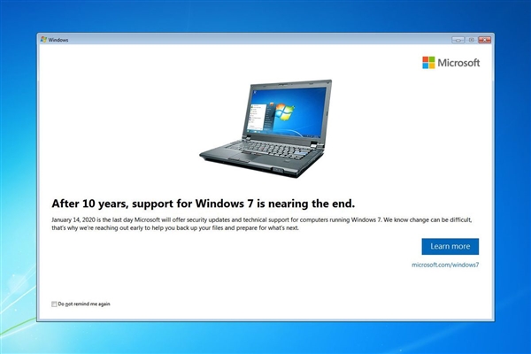 微軟：Win7專業版即將于2020年1月14日結束支持