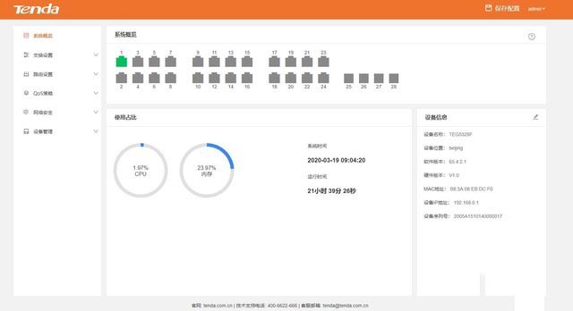 騰達TEG5328F交換機評測